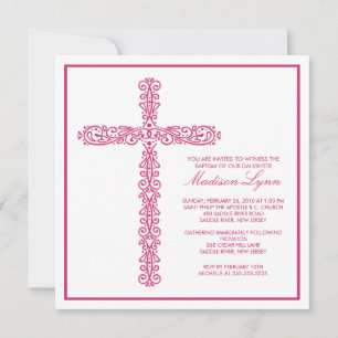 Cross Baptism Christening Girl Baptism Inviation Invitation