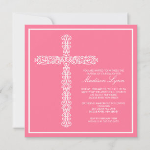 Cross Baptism Christening Girl Baptism Inviation Invitation
