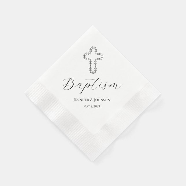 Cross Baptism Christening Paper Napkin (Corner)