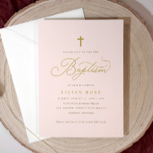 Cross Baptism Invitations - Pink Daughter Girl
