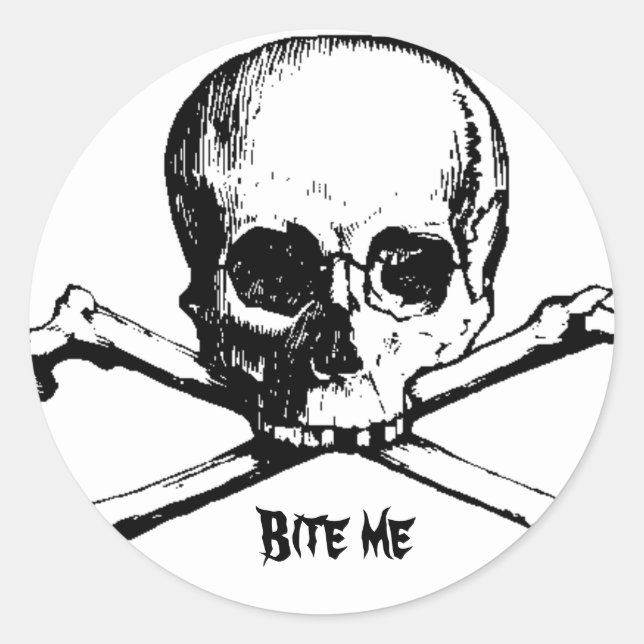 CROSS, Bite me Classic Round Sticker (Front)