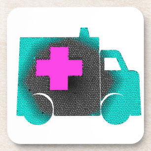 cross blue ambulance nurse emt doctor medical coaster