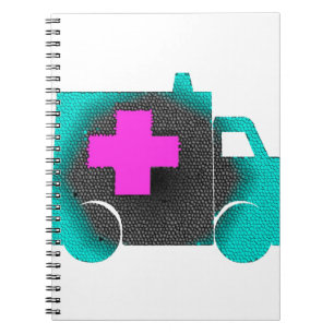 cross blue ambulance nurse emt doctor medical spiral notebook