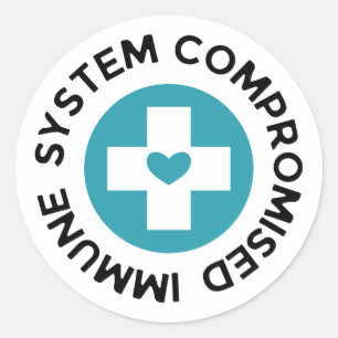 Cross Blue Heart Compromised Immune System Classic Round Sticker