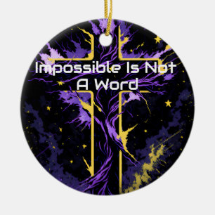 Cross Blue Yellow Element Impossible Is Not A Word Ceramic Tree Decoration