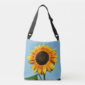Cross body tote bag with sunflower