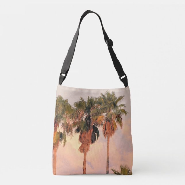 Cross Body Tote Three Palm Trees Sunset (Large) (Back)