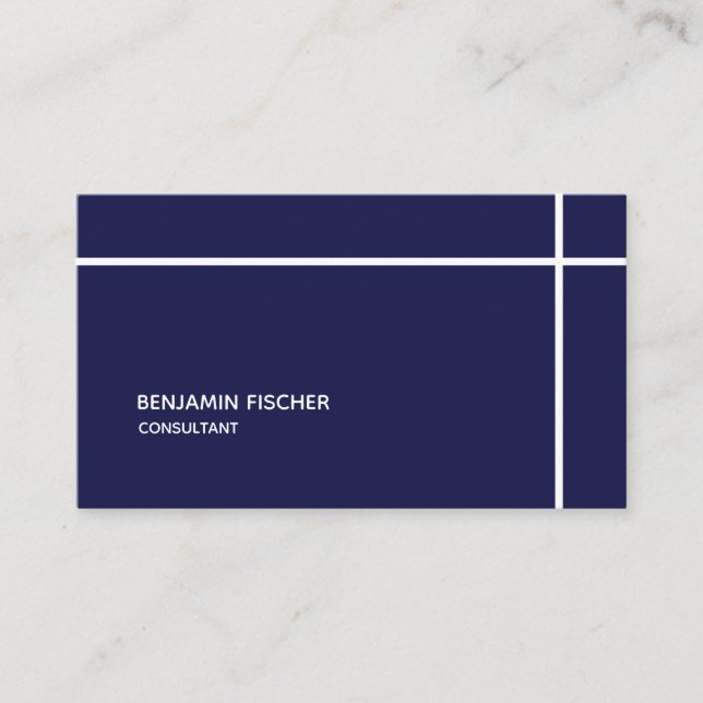 Cross Bordered Navy Simple Modern Minimal Business Card (Front)