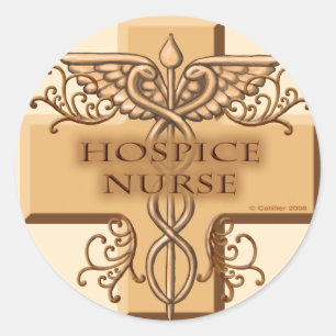 Cross Caduceus Hospice Nurse Classic Round Sticker