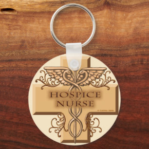 Cross Caduceus Hospice Nurse Key Ring