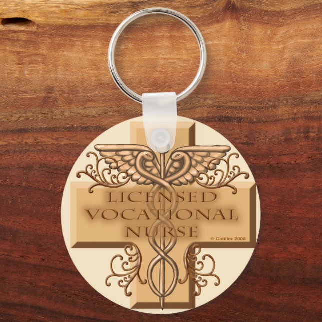 Cross Caduceus LVN Nurse Key Ring (Front)