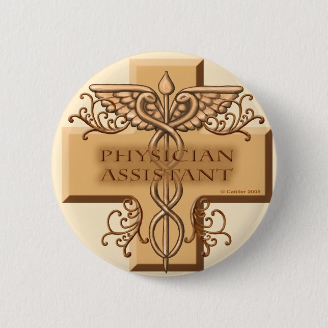 Cross Caduceus Physician Assistant 6 Cm Round Badge (Front)