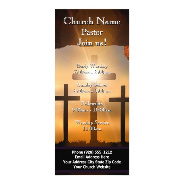 Cross Calvary Easter Rack Card, Join Us Services Card (Front)