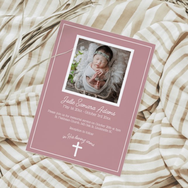 Cross Christian Baby Memorial Funeral Invitation (Creator Uploaded)