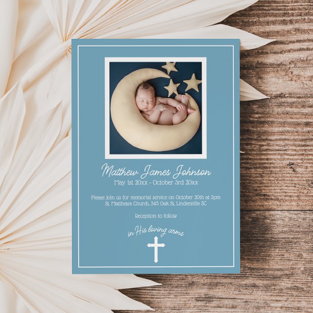 Cross Christian Baby Memorial Funeral Invitation (Creator Uploaded)