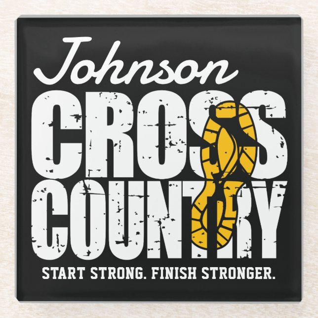 Cross Country ADD TEXT Runner Running Team Player Glass Coaster (Front)