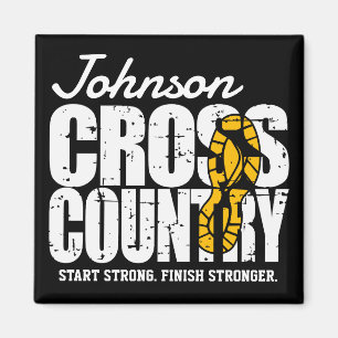 Cross Country ADD TEXT Runner Running Team Player Magnet