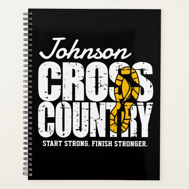 Cross Country ADD TEXT Runner Running Team Player Planner (Front)