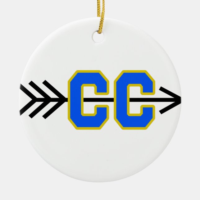 CROSS COUNTRY APPLIQUE CERAMIC TREE DECORATION (Front)