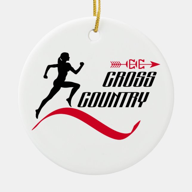 Cross country ceramic tree decoration (Front)