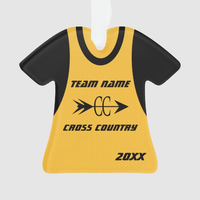 Cross Country Gold Sports Jersey with Photo Ornament (Front)