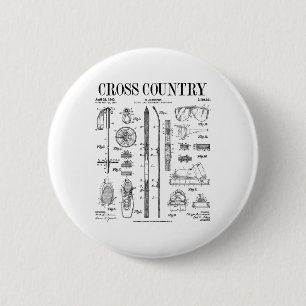 Cross Country Nordic Skiing Ski Vintage Patent Ski 6 Cm Round Badge