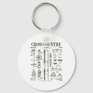 Cross Country Nordic Skiing Ski Vintage Patent Ski Key Ring