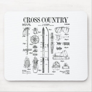 Cross Country Nordic Skiing Ski Vintage Patent Ski Mouse Pad