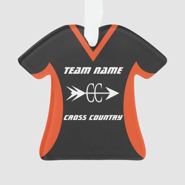 Cross Country Orange Black Sports Jersey Ornament (Front)