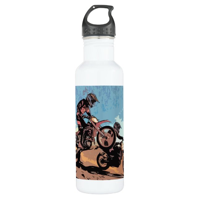 Cross Country Race - Dirt Bike Racers 710 Ml Water Bottle (Front)