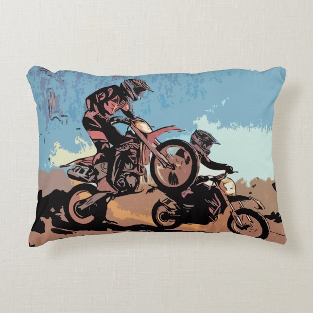 Cross Country Race - Dirt Bike Racers Decorative Cushion (Front)