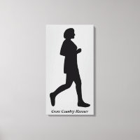 Cross Country Runner Female Silhouette Canvas