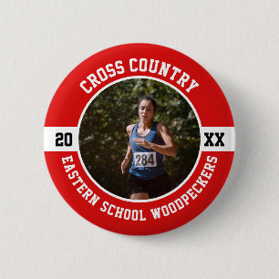 Cross Country Runner Running XC Sports Team Custom 6 Cm Round Badge