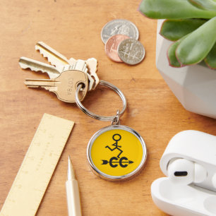 Cross Country © Runner Running   Yellow Background Key Ring
