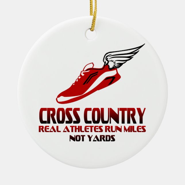 Cross Country Running Ceramic Tree Decoration (Front)