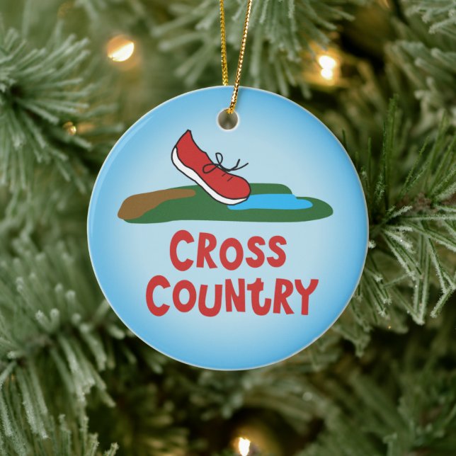 Cross Country Running - front and back Ceramic Tree Decoration (Tree)