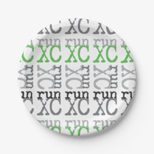 Cross Country Running - Green - XC Run Paper Plate