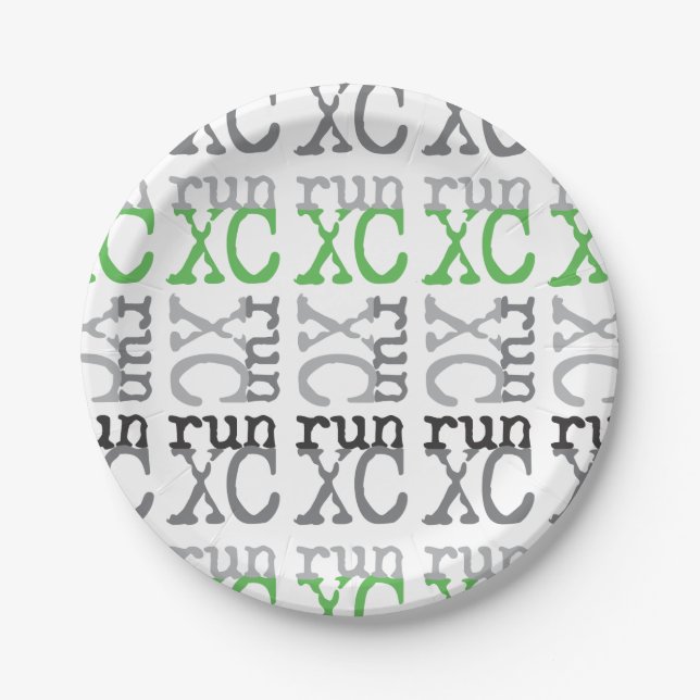 Cross Country Running - Green - XC Run Paper Plate (Front)