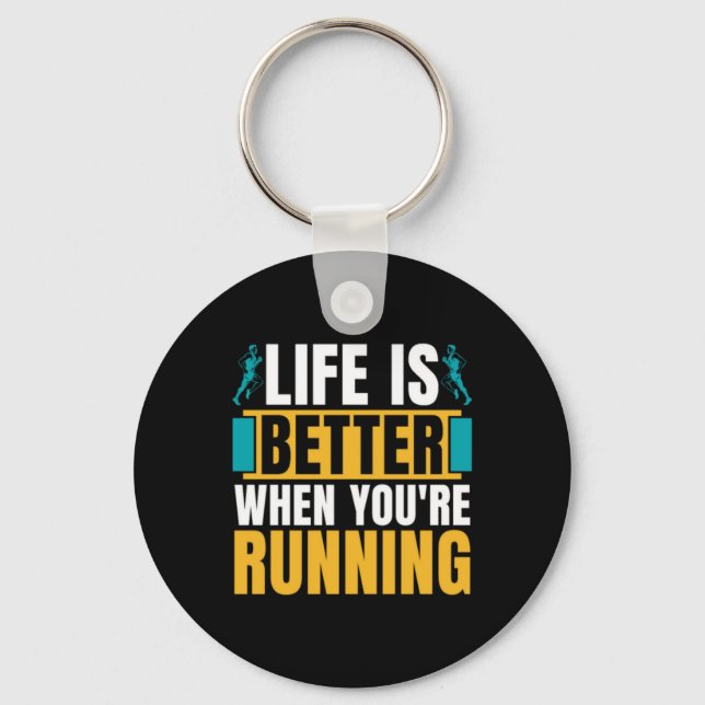 Cross Country Running Life Is Better When Athletic Key Ring (Front)