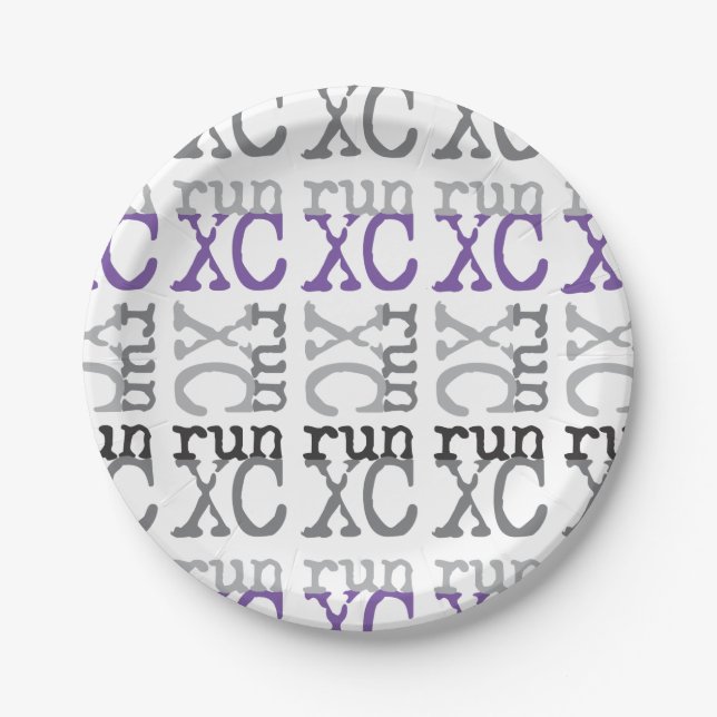Cross Country Running - Purple - XC Run Paper Plate (Front)