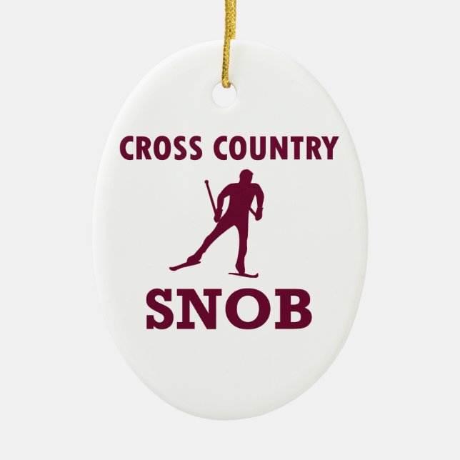 Cross Country Ski Snob Ceramic Tree Decoration (Front)