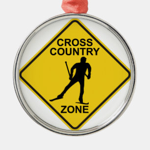 Cross Country Ski Zone Metal Tree Decoration