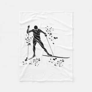 Cross country skier nordic xc skiing fleece blanket
