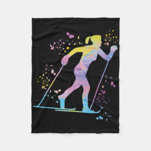 Cross Country Skier Nordic Xc Skiing  Fleece Blanket