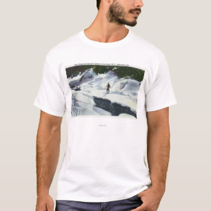 Cross-Country Skier Pauses by Mountain Brook T-Shirt