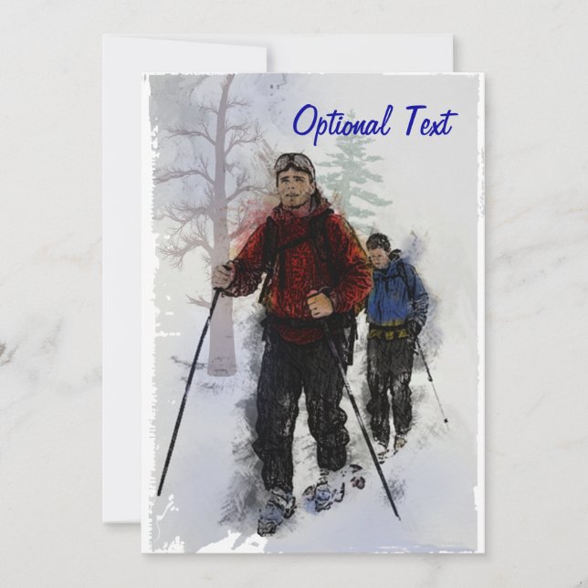 Cross Country Skiers - Customisable Invitation (Front)