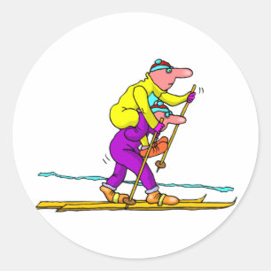 Cross country skiing classic round sticker