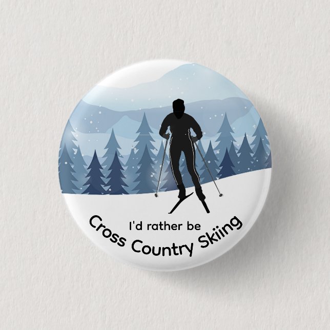 Cross Country Skiing Design 3 Cm Round Badge (Front)