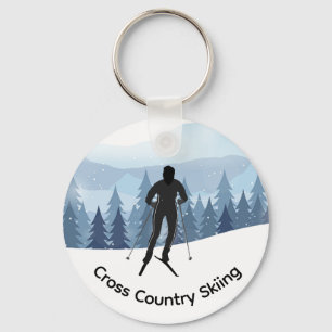 Cross Country Skiing Design Keychain