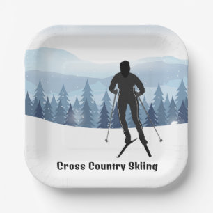 Cross Country Skiing Design Paper Plates